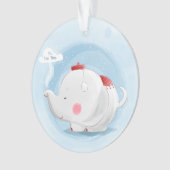 Personalisierter Wasserfarben-Teakup-Elefant Ornament (Vorderseite)