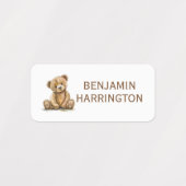 Personalisierter Wasserfarben-Teddybär Etiketten (Design 1)
