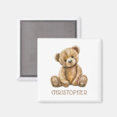 Personalisierter Wasserfarben-Teddybär-Name-Magnet Magnet (Vorderseite/Rückseite)