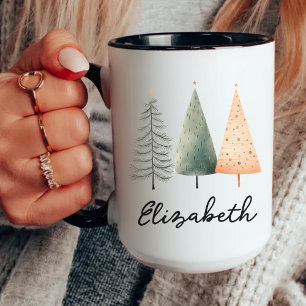 Personalisierter Wasserfarben-Weihnachtsbaum-Beche Tasse