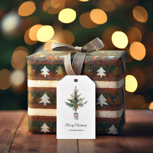 Personalisierter Wasserfarben-Weihnachtsbaum Geschenkanhänger