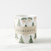 Personalisierter Wasserfarben-Weihnachtsbaum-Name- Kaffeetasse (Mittel)