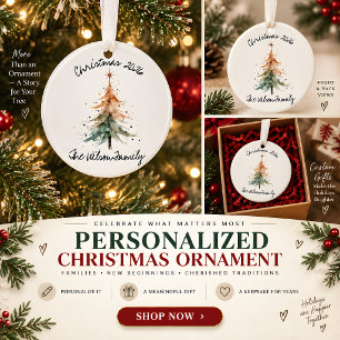 Personalisierter Wasserfarben-Weihnachtsbaum Ornament