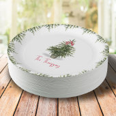 Personalisierter Wasserfarben-Weihnachtsbaum  Pappteller