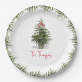 Personalisierter Wasserfarben-Weihnachtsbaum  Pappteller (Vorderseite)