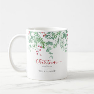Personalisierter Wasserfarben-Weihnachtsgrün-Tasse Kaffeetasse