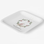 Personalisierter Wasserfarben-Weihnachtskranz Weiß Pappteller (Gewinkelt)