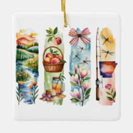Personalisierter Wasserfarben-Weihnachtsschmuck de Keramikornament