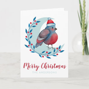 Personalisierter Wasserfarben-Weihnachtsvogel auf  Karte
