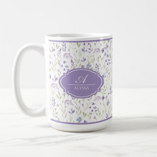 Personalisierter Wasserfarben-Wildblumen-Becher Kaffeetasse (Links)