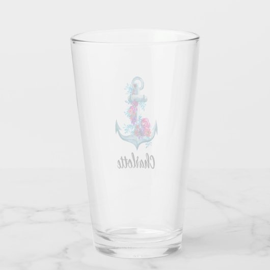 Personalisierter Wasserfarbenanker Glas (Rückseite)