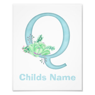Personalisierter Wasserfarbenbuchstabe Q Foto Druc