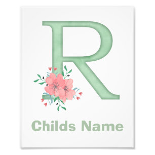 Personalisierter Wasserfarbenbuchstabe R Foto Druc
