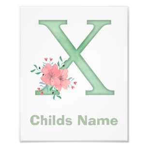 Personalisierter Wasserfarbenbuchstabe X Foto Druc