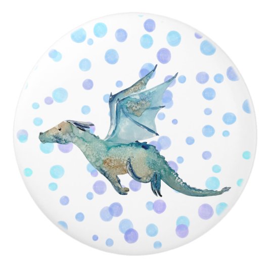 Personalisierter Wasserfarbendrache   Keramikknauf (Vorderseite)