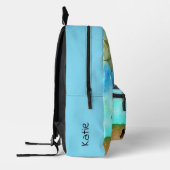 Personalisierter Wasserfarbendrache und Burg Bedruckter Rucksack (Links)