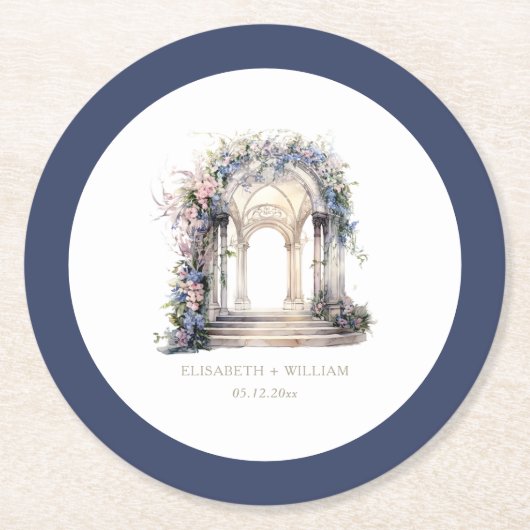 Personalisierter Wasserfarbeneisbogen Runder Pappuntersetzer (Vorderseite)