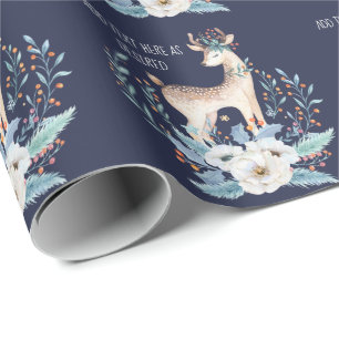 Personalisierter Wasserfarbenhirsch und Blumen Win Geschenkpapier