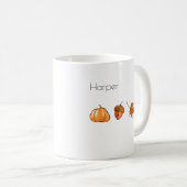 Personalisierter Wasserfarbenkürbis, Leaf, Acorn Kaffeetasse (VorderseiteRechts)