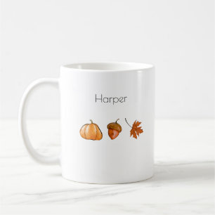 Personalisierter Wasserfarbenkürbis, Leaf, Acorn Kaffeetasse