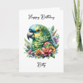 Personalisierter Wasserfarbenpapagei Karte (Vorderseite)