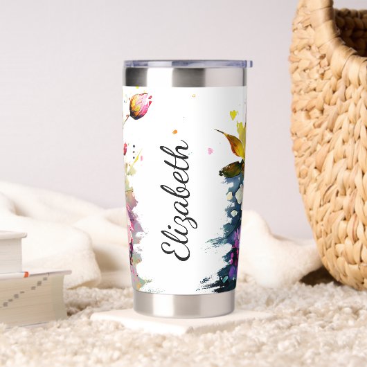 Personalisierter Wasserfarbenwolken Thermobecher (Wohnzimmer)