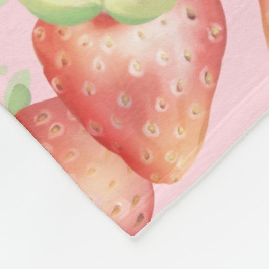 Personalisierter Watercolor-Erdbeername Fleecedecke (Ecke)
