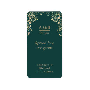 Personalisierter Wedding Green Gold Hand Sanitizer Adressaufkleber