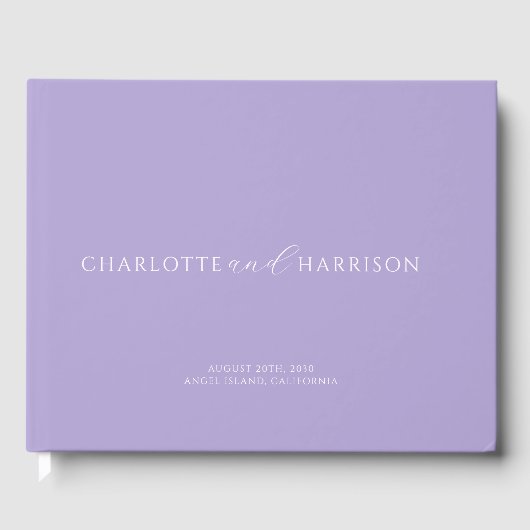 Personalisierter Wedding Monogram Lavender Gästebuch (Vorderseite)