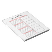 Personalisierter Weekly Schedule Notepad Notizblock (angewinkelt)