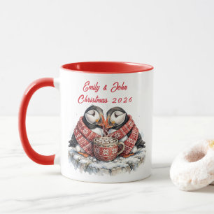 Personalisierter Weihnachten 2026 Cozy Puffins Hei Tasse