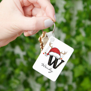 Personalisierter Weihnachts-Alphabet-Monogramm-Mam Schlüsselanhänger
