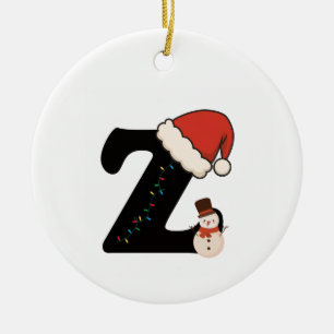 Personalisierter Weihnachts-Alphabetbuchstabe Z Keramik Ornament