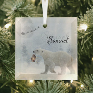 Personalisierter Weihnachts-Eisführerhund Licht  Ornament Aus Glas