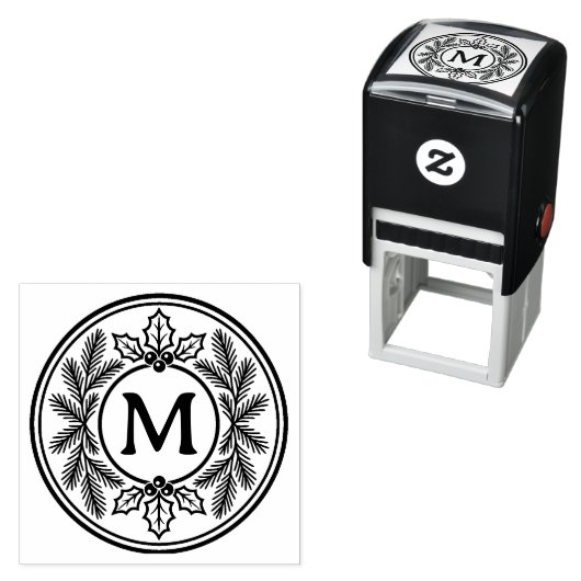 Personalisierter Weihnachts-Evergreen-Monogramm-St Permastempel (Beispiel)