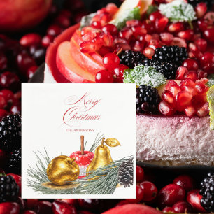 Personalisierter Weihnachts-Frucht- und Kiefern-Co Serviette