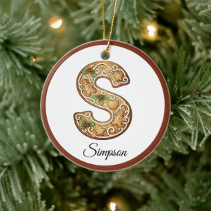 Personalisierter Weihnachts-Gingerbread-Buchstabe  Keramik Ornament