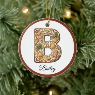 Personalisierter Weihnachts-Gingerbread-Buchstabe Keramik Ornament