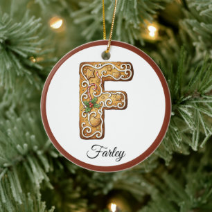 Personalisierter Weihnachts-Gingerbread-Buchstabe Keramik Ornament