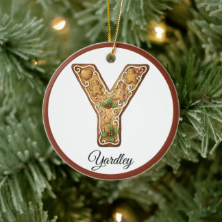 Personalisierter Weihnachts-Gingerbread-Buchstabe Keramik Ornament