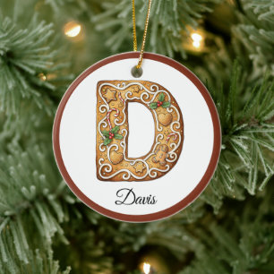 Personalisierter Weihnachts-Gingerbread-Buchstabe Keramik Ornament