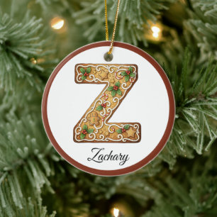 Personalisierter Weihnachts-Gingerbread-Buchstabe Keramik Ornament