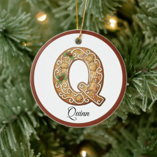 Personalisierter Weihnachts-Gingerbread-Buchstabe  Keramik Ornament