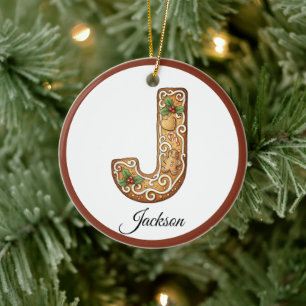 Personalisierter Weihnachts-Gingerbread-Buchstabe Keramik Ornament