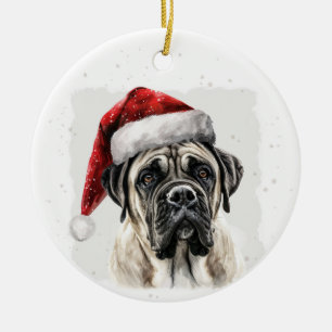 Personalisierter Weihnachts-Mastiff-Hund Keramik Ornament