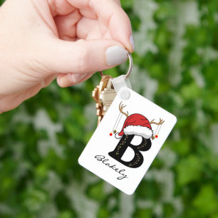 Personalisierter Weihnachts-Monogramm-Schlüsselanh Schlüsselanhänger