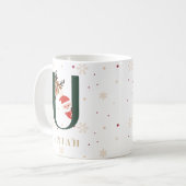 Personalisierter Weihnachts-Monogramm-U-Becher Kaffeetasse (Vorderseite Links)