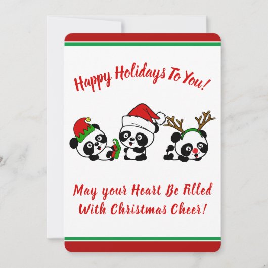 Personalisierter Weihnachts-Pandas-Urlaub Einladung (Vorderseite)