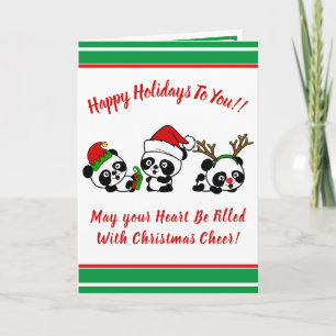 Personalisierter Weihnachts-Pandas-Urlaub Karte