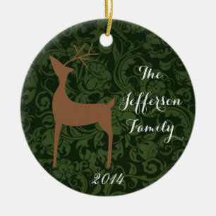 Personalisierter Weihnachts-Rentier-Familien-Schmu Keramikornament